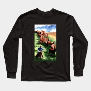 Wild Horse Roundup Watercolor Long Sleeve T-Shirt